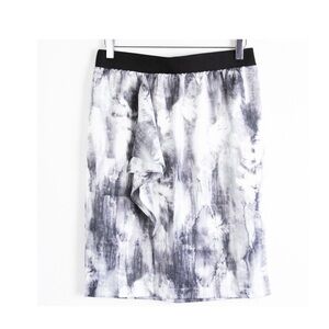 Simply Vera Wang skirt faux silk ruffle marble print tie dye abstract straight S